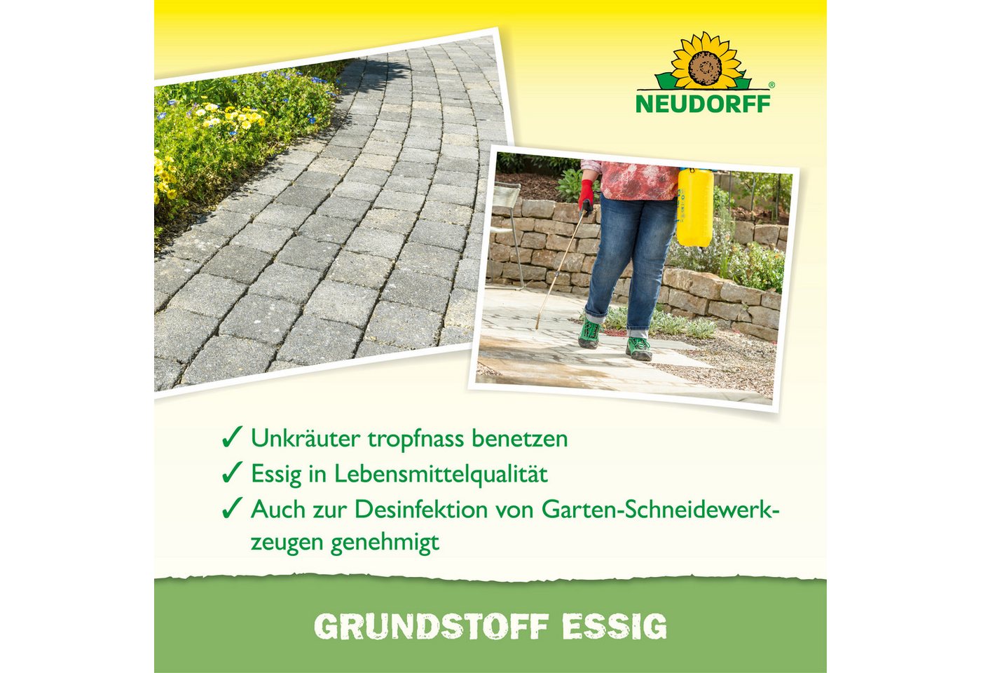 Neudorff Unkrautbekämpfungsmittel Neudorff Grundstoff Acetum Essig 3 l (Konzentrat), 1 St., Für bis zu 500 m² bei Einzelpflanzenbehandlung, 3 Liter Konzentrat e – Bild 4 von 5