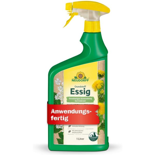 Neudorff Unkrautbekämpfungsmittel Neudorff Grundstoff Essig AF 1L für 100m², 1 St., Für bis zu 100 m² bei Einzelpflanzenbehandlung, Essig-Lösung gegen Unkraut a