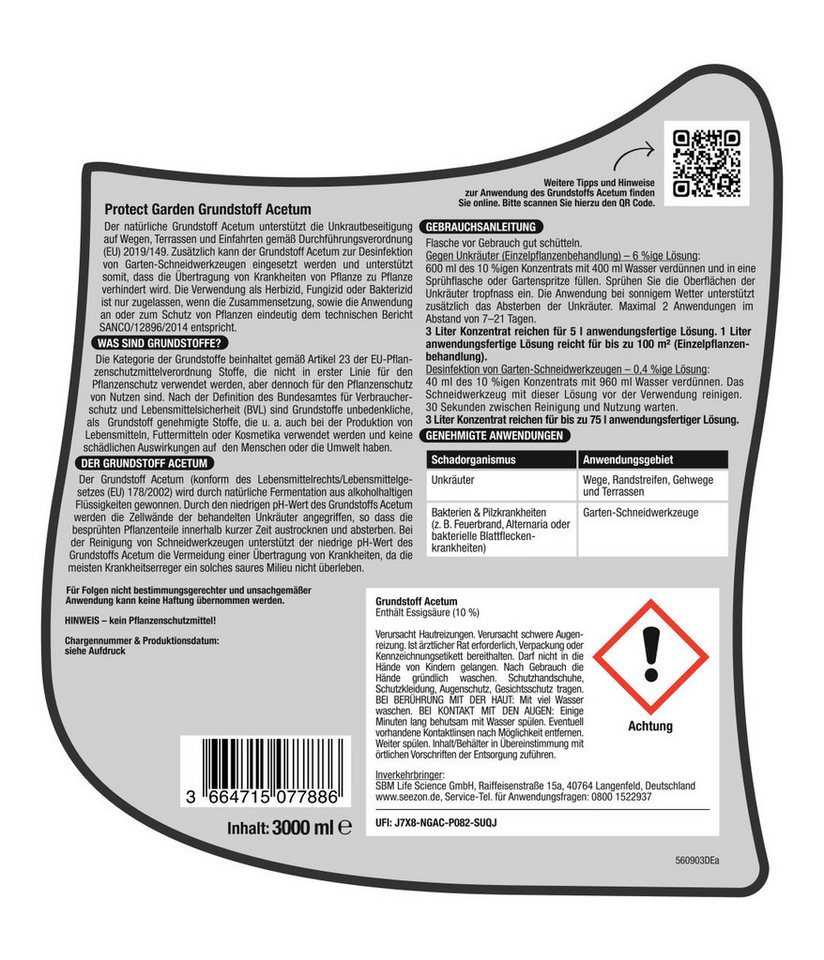 PROTECT Unkrautbekämpfungsmittel Protect Garden Turbo Unkrautfrei Grundstoff Acetum – Bild 2 von 5