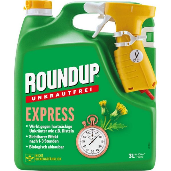 ROUNDUP Unkrautbekämpfungsmittel Roundup Express Unkrautfrei Sprühsystem 3 Liter Anwendungsfertig