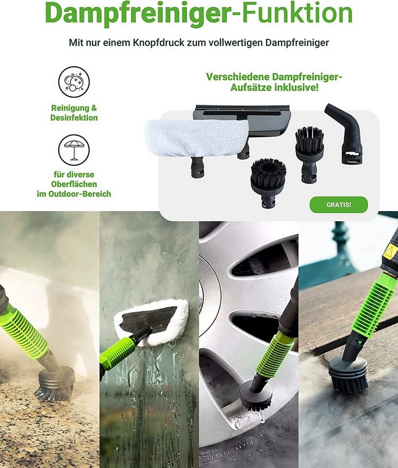 Unkrautfuchs Unkrautbrenner Unkrautvernichter mit heißem Wasser + Dampfreiniger inkl. Zubehör Set, biologisch, Ohne Chemie, Anwendung im Stehen, Beet, Holz, Ter – Bild 5 von 5