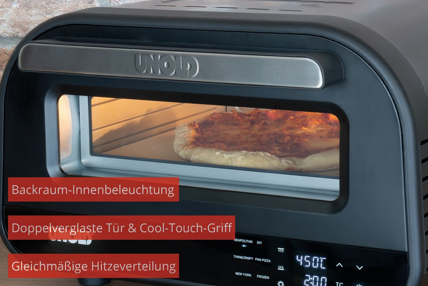 Unold Pizzaofen Don Luigi 68815, mit hitzebeständiger Türdichtung – Bild 2 von 5