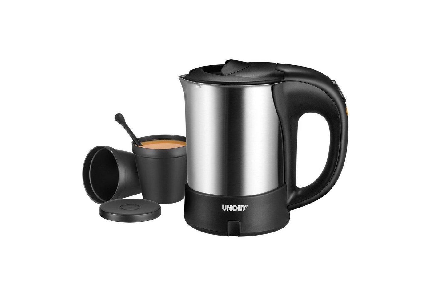 Unold Wasserkocher 18575, 0,5 l, 1000 W, inkl. 2 Becher, 2 Löffel, Behälter für Zutaten und Aufbewahrungsbeutel – Bild 2 von 4