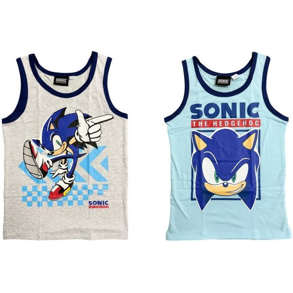 Sonic Unterhemd SONIC- 2er Pack Kinder Lizenz Unterwäsche Unterhemd Tanktop 122/128
