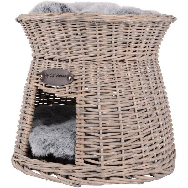 UNUS ANIMALS Tierkorb Katzenkorb Rattan Grau