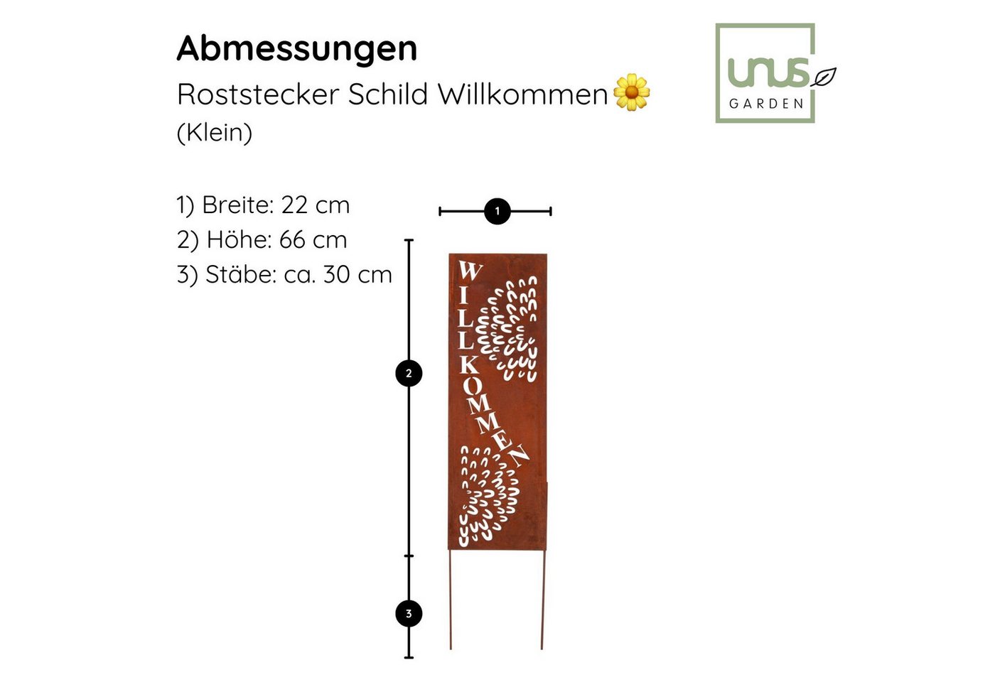 UNUS GARDEN Gartenstecker Roststecker Schild Willkommen (1-St) – Bild 4 von 4