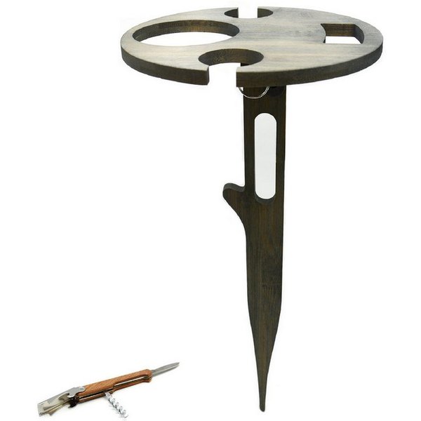 UNUS GARDEN Klapptisch Weinhalter klappbar,Weintisch aus Bambus (2-St., Höhe: ca. 43 cm), Gartentisch, Beistelltisch, Getränkehalter, Campingtisch