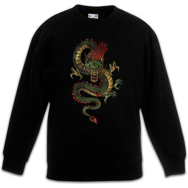 Urban Backwoods Sweatshirt Chinese Dragon Kinderpullover Drache Fantasy Tattoo Monster Dungeons (1-tlg) Medieval Larp Oldschhool Art
