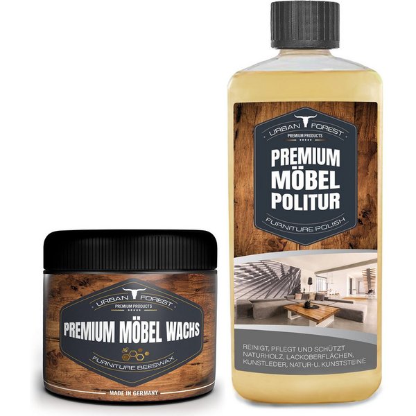 URBAN FOREST Möbelwachs 250ml + Möbelpolitur 500ml Holzreiniger (2-St)