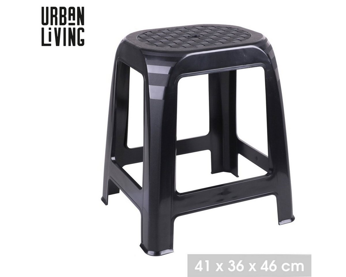 Urban Living Sitzhocker Kunststoff-Hocker Sitzhocker Küchenhocker Schwarz (1 St., in Rattanoptik), Größe: 41 x 36 x 46 cm – Bild 2 von 2