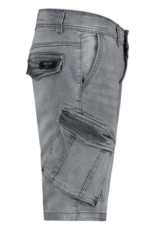 Urban Surface Jeansshorts Cargo Design Used Optik Seitentaschen für Herren Baumwolle Regular Fit unifarben wärmend Reißverschluss – Bild 2 von 5