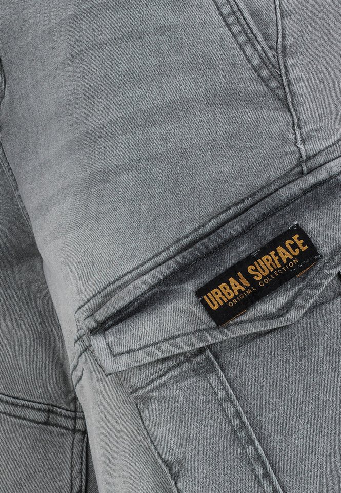 Urban Surface Jeansshorts Cargo Design Used Optik Seitentaschen für Herren Baumwolle Regular Fit unifarben wärmend Reißverschluss – Bild 5 von 5