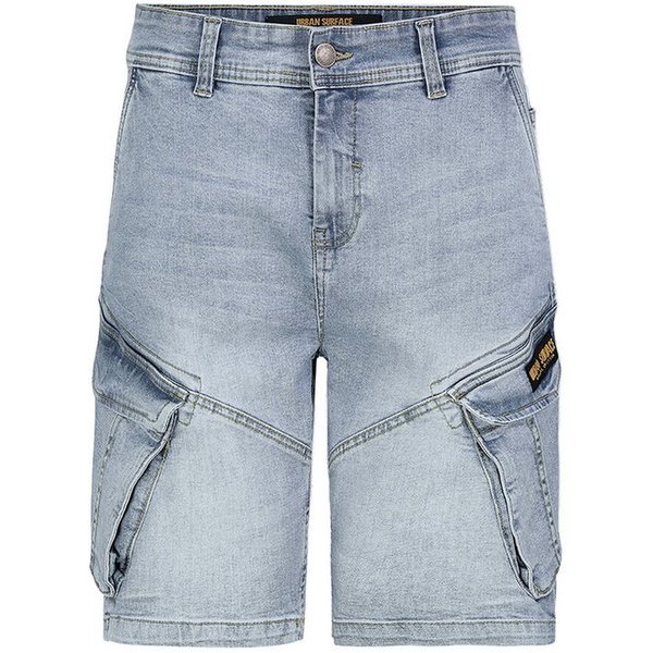 Urban Surface Jeansshorts Cargo Design Used Optik Seitentaschen für Herren Baumwolle Regular Fit unifarben wärmend Reißverschluss