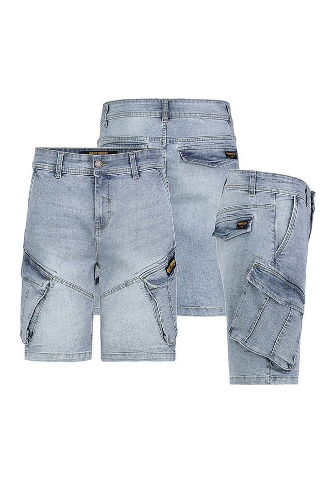 Urban Surface Jeansshorts Cargo Design Used Optik Seitentaschen für Herren Baumwolle Regular Fit unifarben wärmend Reißverschluss – Bild 4 von 4