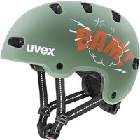 uvex Kid 4 Style Kinderfahrradhelm (55-58 cm, 02 bam moss green/papaya matt)