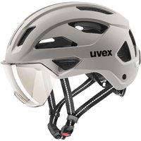 uvex Stride Visor Fahrradhelm (59-61 cm, 04 warm grey matt (litemirror silver))