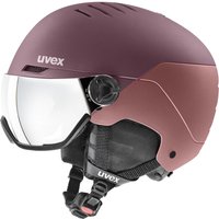 uvex Wanted Visor Skihelm (54-58 cm, 70 bramble/antique rose matt, Scheibe: mirror silver (S3))