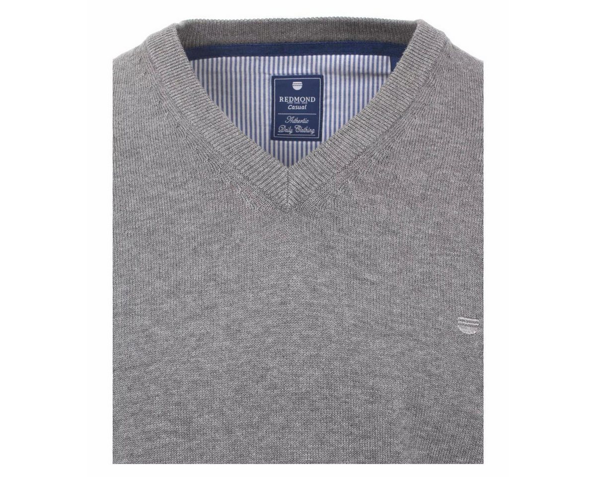 Redmond V-Ausschnitt-Pullover REDMOND Casual Herren Pullover Langarm V-Neck Comfort Grau – Bild 3 von 3