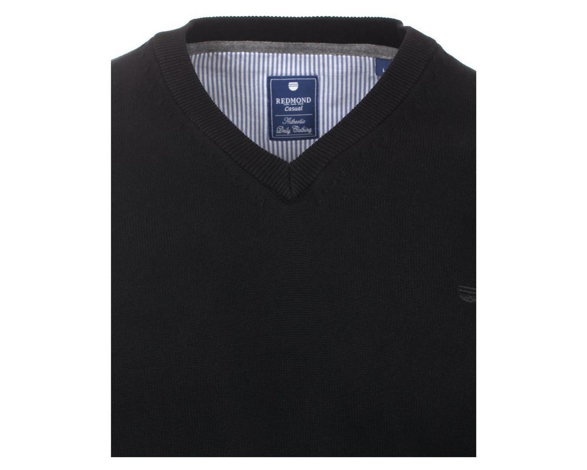 Redmond V-Ausschnitt-Pullover REDMOND Casual Herren Pullover Langarm V-Neck Comfort Schwarz – Bild 3 von 3