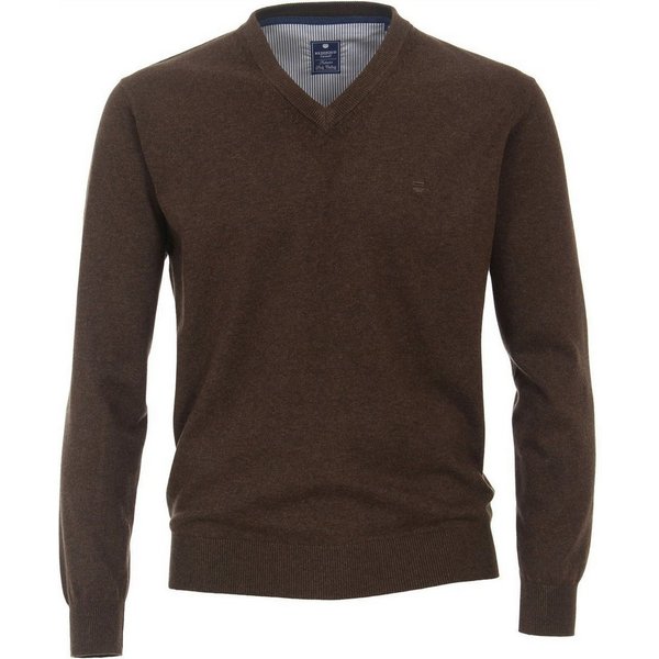 Redmond V-Ausschnitt-Pullover REDMOND Casual Herren Pullover Langarm V-Neck Dunkelbraun