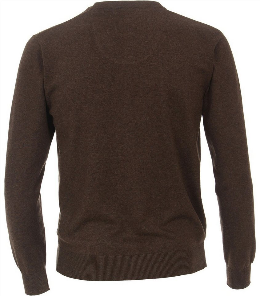 Redmond V-Ausschnitt-Pullover REDMOND Casual Herren Pullover Langarm V-Neck Dunkelbraun – Bild 2 von 3