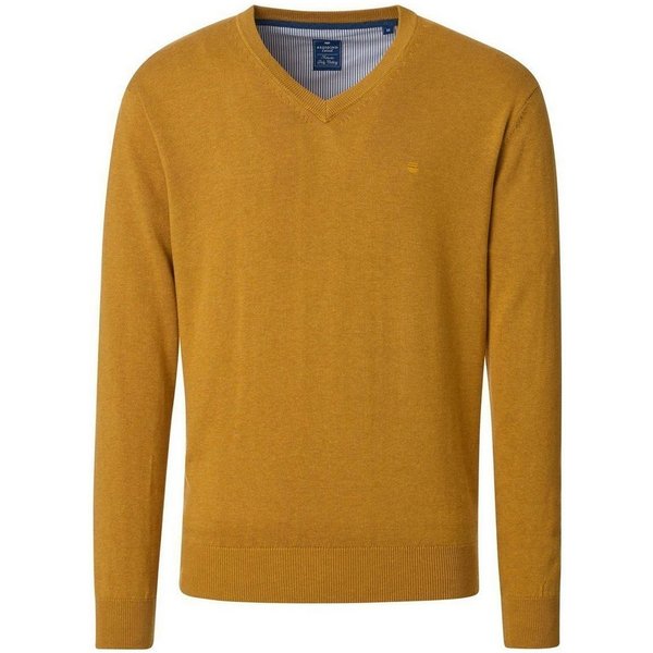 Redmond V-Ausschnitt-Pullover REDMOND Casual Herren Pullover Langarm V-Neck Comfort Senfgelb