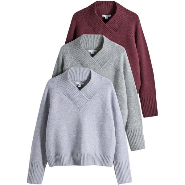 The Set V-Ausschnitt-Pullover The Set Pullover mit überkreuzter Front, 3er-Pack (3-tlg)