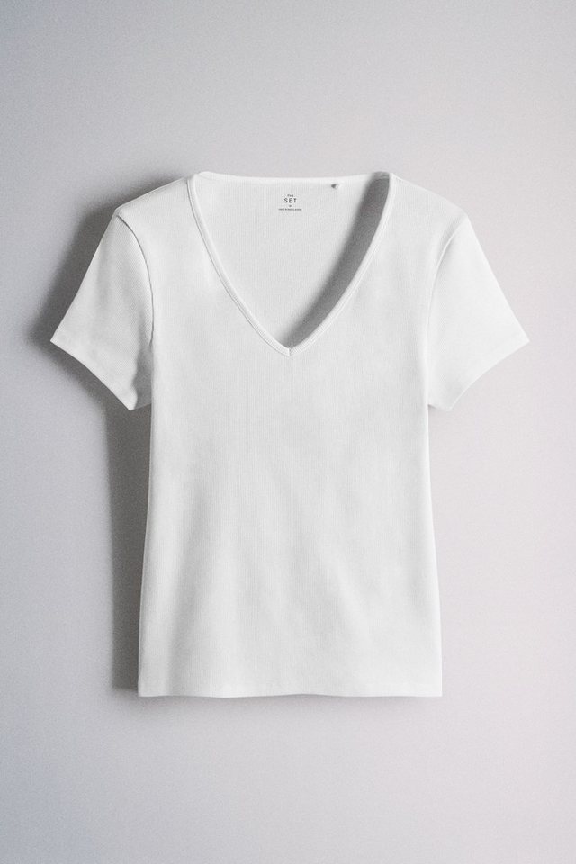 The Set V-Shirt The Set geripptes T-Shirt, V-Ausschnitt, 3er-Pack (3-tlg) – Bild 2 von 5