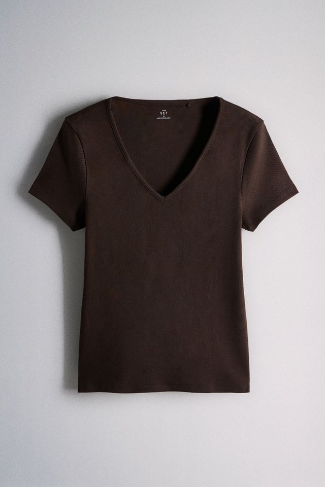 The Set V-Shirt The Set geripptes T-Shirt, V-Ausschnitt, 3er-Pack (3-tlg) – Bild 3 von 5