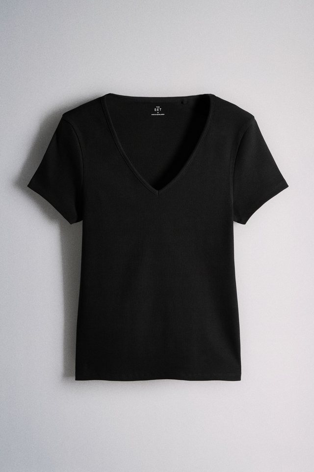 The Set V-Shirt The Set geripptes T-Shirt, V-Ausschnitt, 3er-Pack (3-tlg) – Bild 5 von 5