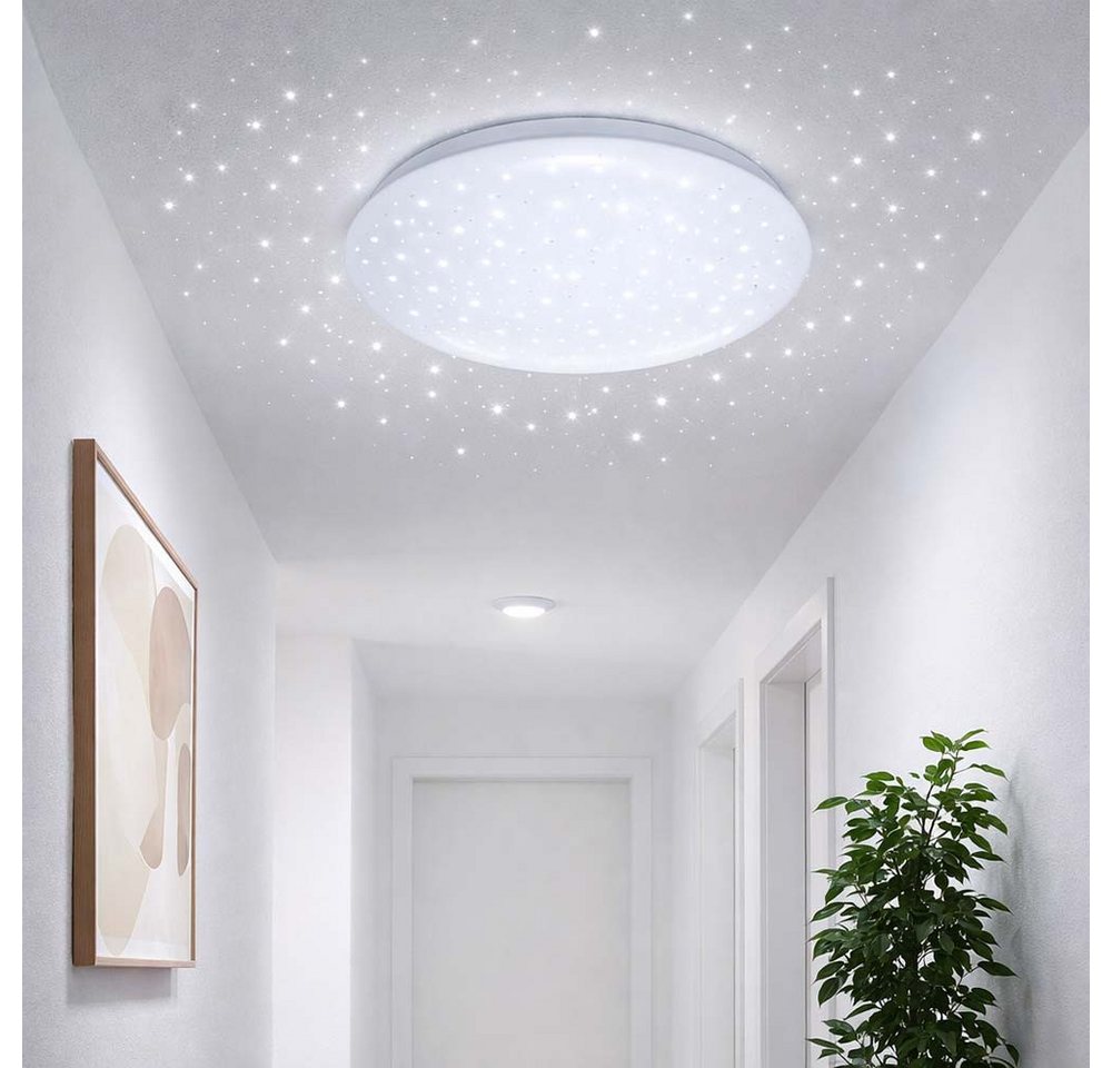 V-TAC LED Deckenleuchte, LED-Leuchtmittel fest verbaut, Kaltweiß, LED Deckenleuchte Rund Metall Weiß Sternenhimmel Effekt – Bild 3 von 5
