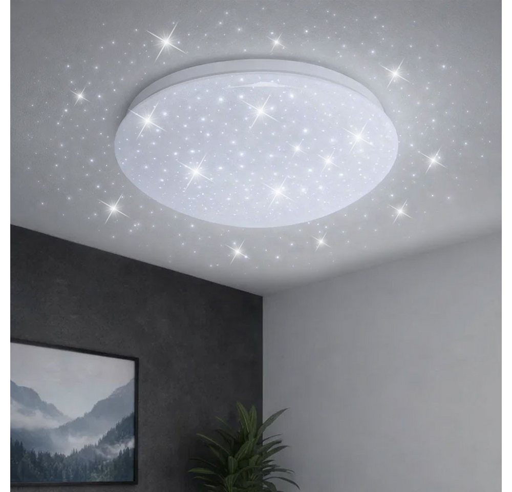 V-TAC LED Deckenleuchte, LED-Leuchtmittel fest verbaut, Kaltweiß, LED Deckenleuchte Rund Metall Weiß Sternenhimmel Effekt – Bild 4 von 5