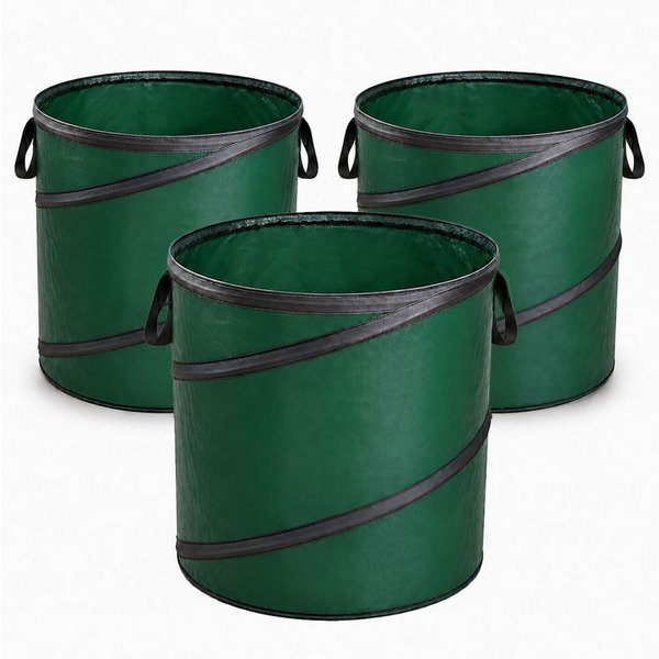 VABIONO Gartensack Gartenabfallsack 3 St. selbstaufstellend PopUp robuste Qualität 130L, (kostenloser Versand), PopUp-Form, robuste Tragegriffe, praktische Größ