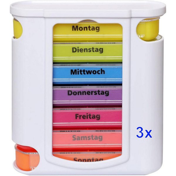 VABIONO Pillendose Tablettenbox Pillendose Pillenbox M8 Medikamentenbox 4Fächer/Tag (Deutsche Marke, 3 St., Auf Ihren Bedarf abgestimmte Menge), Kostenloser Ver
