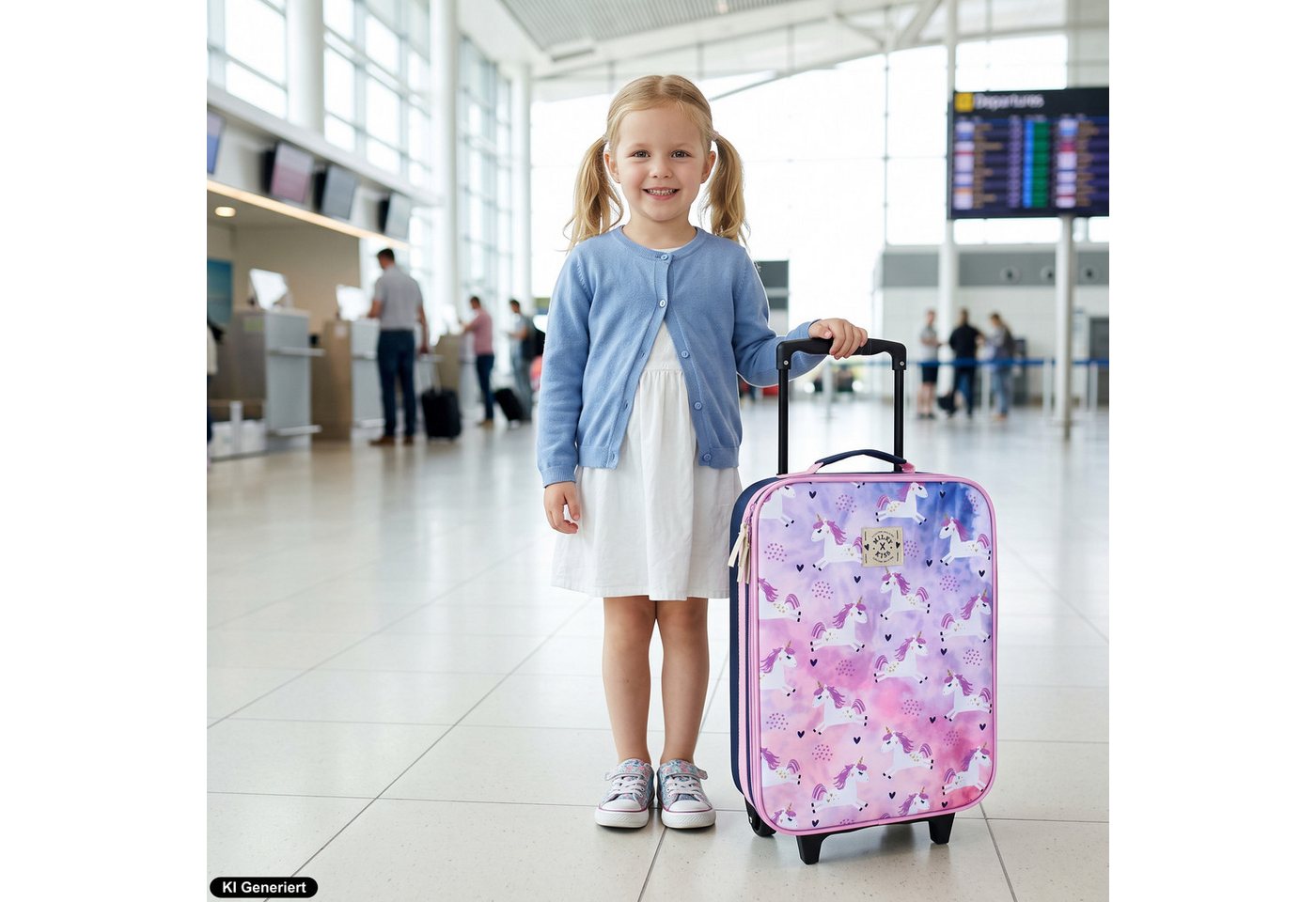 Vadobag Kinderkoffer Einhorn Trolley für Mädchen ab 2 Jahre Kindertrolley Koffer Trolly, 2 Rollen, Innenmaße: 40 x 30 x 10 cm, Außenmaße: 47 x 31 x 13 cm, 12 L – Bild 3 von 5