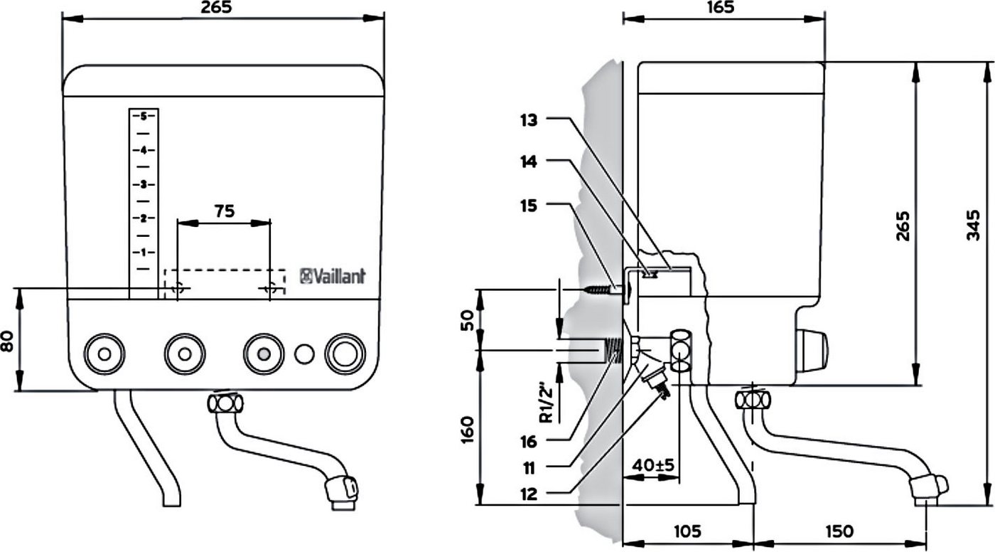 Vaillant Wasserbar VEK5L, für kochendes Wasser, Elektro-Kochendwassergerät, wandhängend – Bild 2 von 2