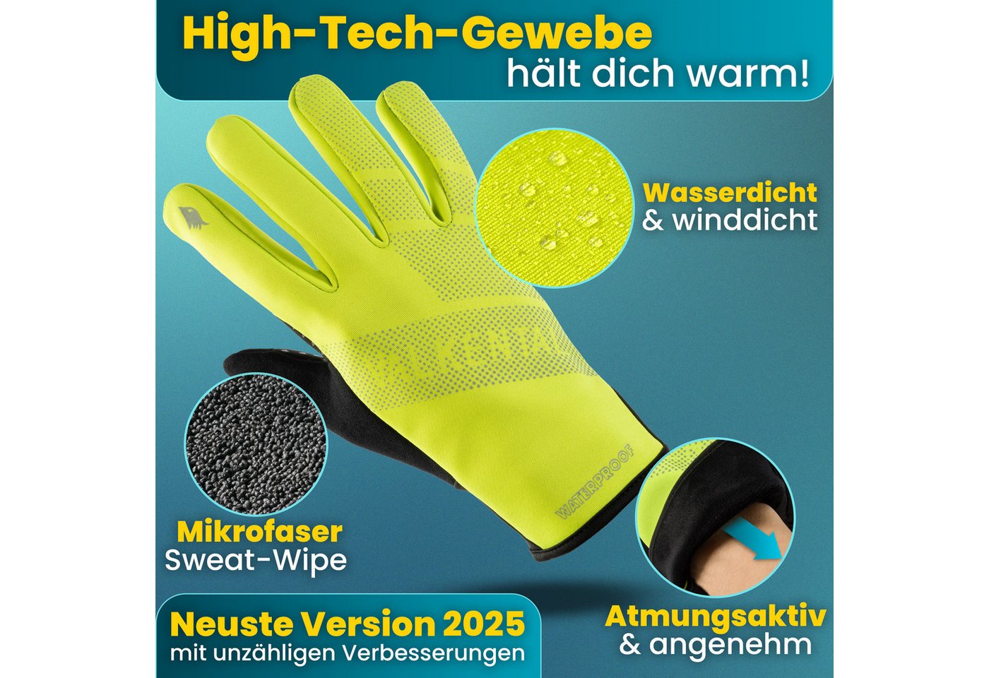 Valkental Fahrradhandschuhe Winterhandschuhe & Übergangshandschuhe mit Touchscreen Funktion atmungsaktiv, winddicht & wasserdicht – Bild 3 von 5