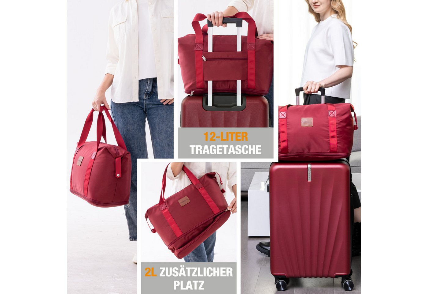 VALLSERO Trolleyset M-L-XL-Set, Gepäck mit Kosmetiktasche, Hartschalen-Koffer, 5-teiliges Set, hochfestes ABS-Gehäuse, 360° geräuschloses Rad – Bild 2 von 5
