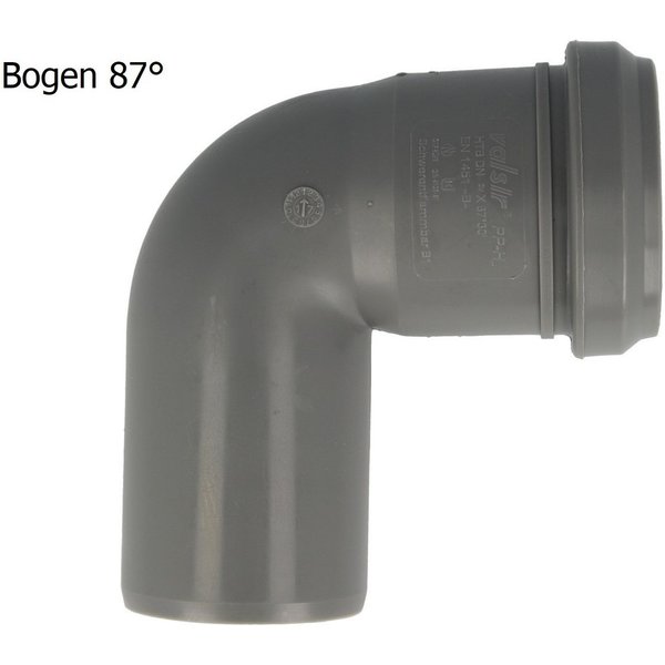 Valsir Ablaufrohr HT Bogen, mit einseitiger Steckmuffe und Gummidichtung, Ø 50 mm