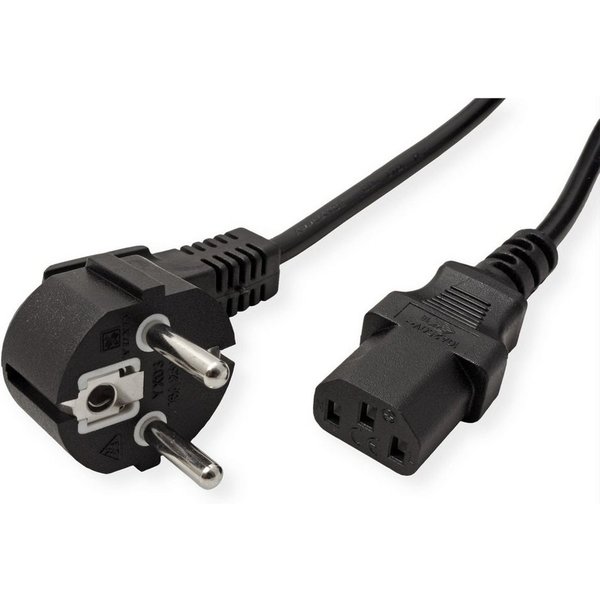 VALUE Netzkabel, CEE7/7-Stecker & IEC-Buchse gerade Stromkabel, Schutzkontakt, CEE 7/7, Typ-E/F Männlich (Stecker), IEC320 C13, Kaltgeräte, 10A Weiblich (Buchse