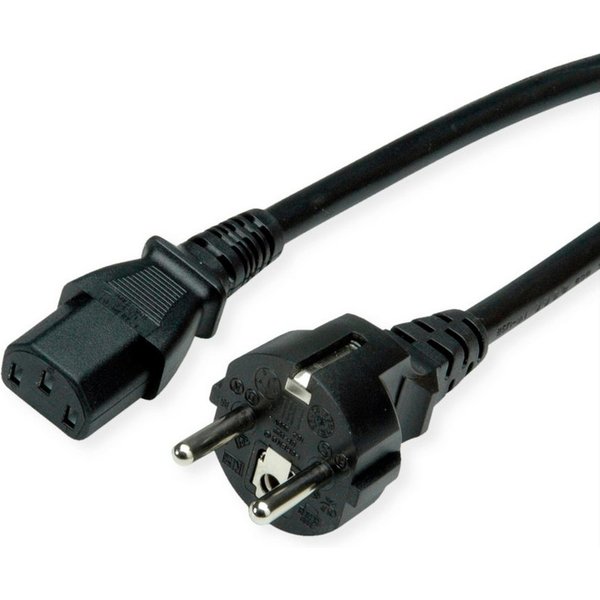 VALUE Netzkabel, IEC-Buchse & CEE7/7-Stecker gerade Stromkabel, Schutzkontakt, CEE 7/7, Typ-E/F Männlich (Stecker), IEC320 C13, Kaltgeräte, 10A Weiblich (Buchse