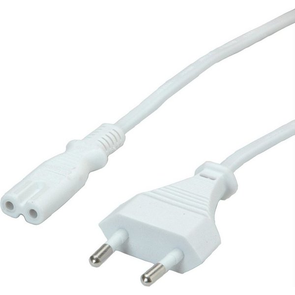VALUE Netzkabel Euro-Flachstecker auf C7, 2polig Stromkabel, Eurostecker, 2,5A, CEE 7/16, Typ-C Männlich (Stecker), IEC320 C7, Rasierer, 2,5A Weiblich (Buchse) 