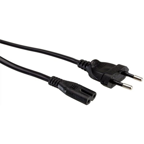VALUE Netzkabel Euro-Flachstecker auf C7, 2polig Stromkabel, Eurostecker, 2,5A, CEE 7/16, Typ-C Männlich (Stecker), IEC320 C7, Rasierer, 2,5A Weiblich (Buchse) 