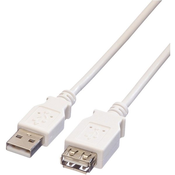 VALUE Value USB-Kabel USB 2.0 USB-A Stecker, USB-A Buchse 3.00 m Weiß Gesch USB-Kabel, (300.00 cm)