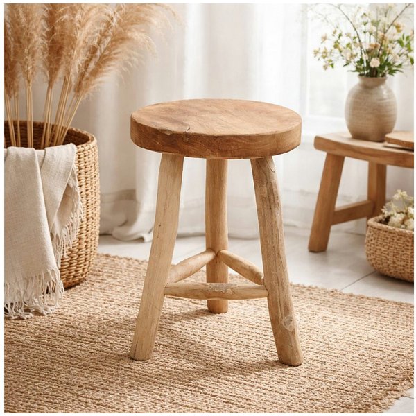 Van der Leeden Blumenhocker Teakholz Ø 30 cm Handmade Naturprodukt Unikat (Stück, 1 St., Packung), Unikat, Risse/Flecke/ Unebenheiten incl., Nicht perfekt