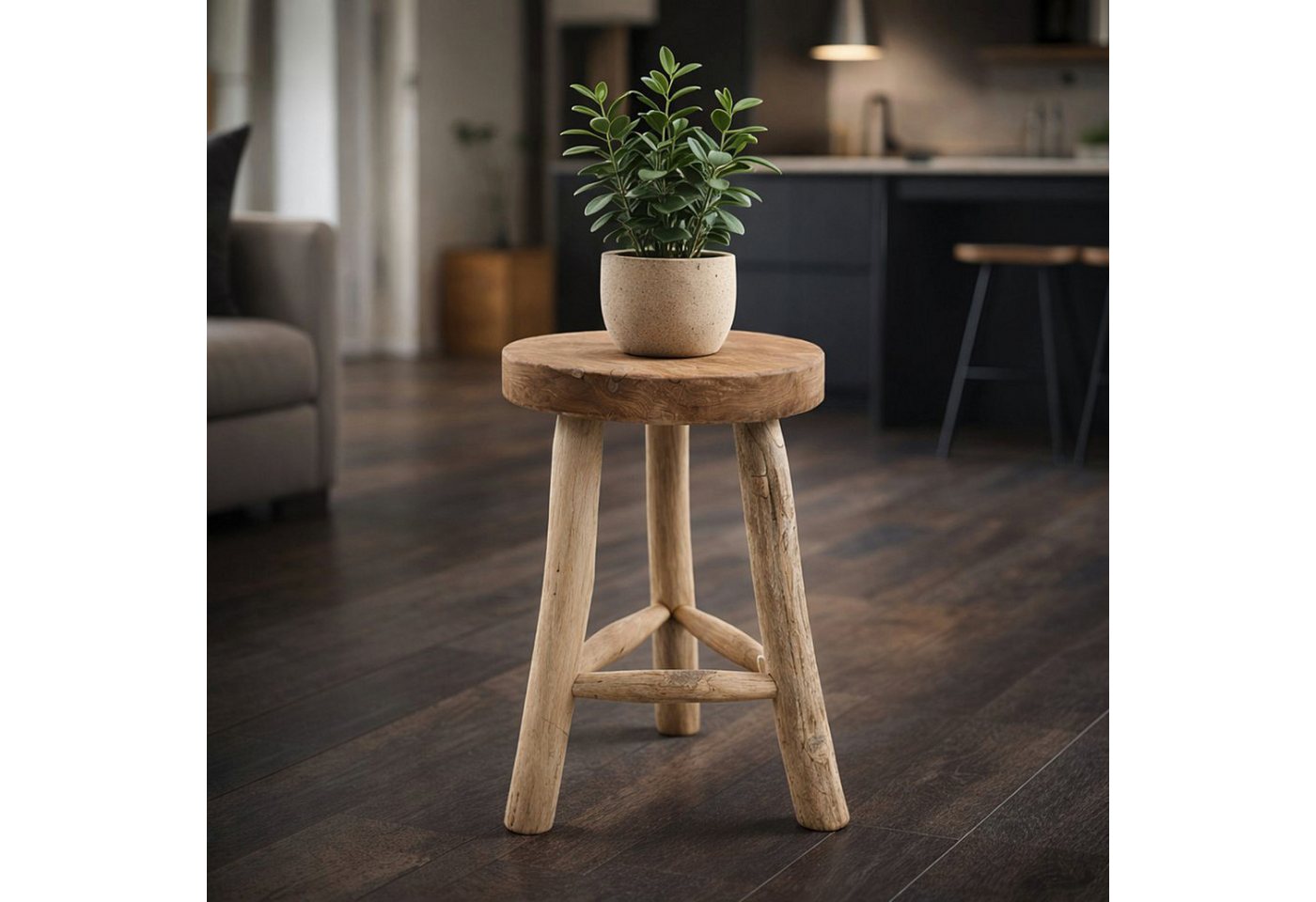 Van der Leeden Blumenhocker Teakholz Ø 30 cm Handmade Naturprodukt Unikat (Stück, 1 St., Packung), Unikat, Risse/Flecke/ Unebenheiten incl., Nicht perfekt – Bild 2 von 5