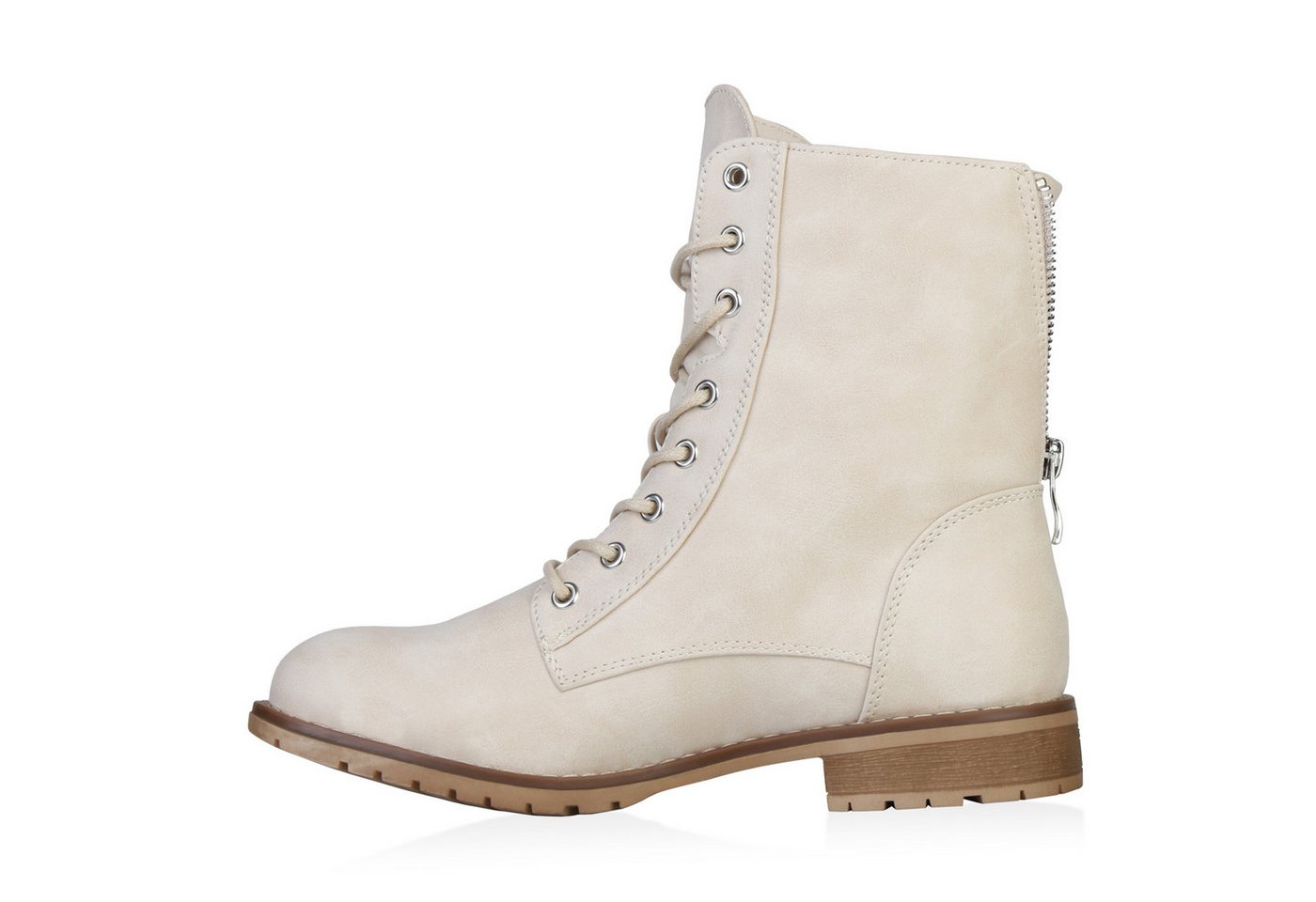 VAN HILL 136724861 Schnürstiefelette Damen Schnürstiefeletten Profil Sohle Stiefeletten Leder-Optik – Bild 2 von 3