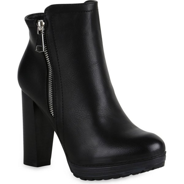 VAN HILL 819927 Plateaustiefelette Damen Plateau Stiefeletten Madison Trendy Boots mit Blockabsatz
