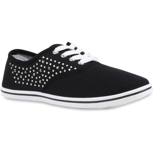 VAN HILL 96632 Sneaker Damen Sneakers Low Strass Turnschuhe Bequeme Schnürer