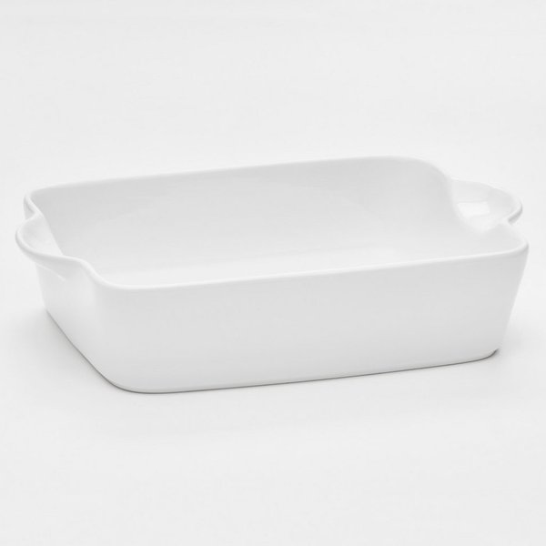 van Well Auflaufform Backform eckig, 30,7 x 20 x 6,8 cm, Porzellan, (1-St), weiß glänzend, spülmaschinen- und mikrowellengeeignet